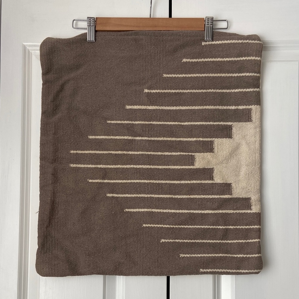 Gray and Cream Woven Throw Pillow Cover 18”